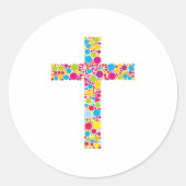 Colorful Christian Cross ラウンドシール (正面)
