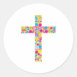 Colorful Christian Cross ラウンドシール
