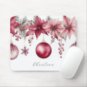 Colorful Christmas Baubles with Flowers マウスパッド (マウス)