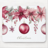 Colorful Christmas Baubles with Flowers マウスパッド (正面)