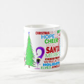 Colorful Christmas Cartoon Word Art コーヒーマグカップ (正面右)