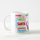 Colorful Christmas Cartoon Word Art コーヒーマグカップ (左)