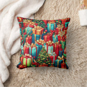 Colorful Christmas Gifts,  Holiday Tree Pattern  クッション (ブランケット)