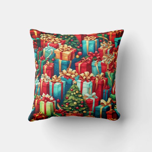 Colorful Christmas Gifts,  Holiday Tree Pattern  クッション (裏面)