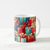 Colorful Christmas Gifts,  Holiday Tree Pattern  コーヒーマグカップ (正面右)