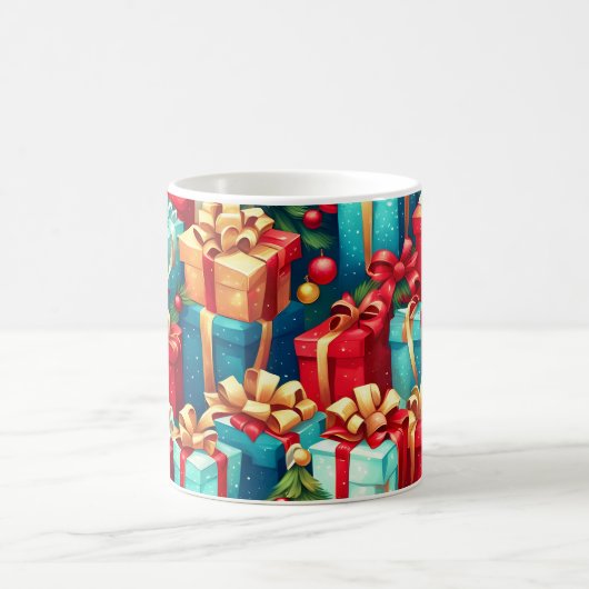 Colorful Christmas Gifts,  Holiday Tree Pattern  コーヒーマグカップ (中央)