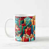 Colorful Christmas Gifts,  Holiday Tree Pattern  コーヒーマグカップ (左)