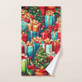 Colorful Christmas Gifts, Holiday Tree Pattern バスタオルセット (ハンドタオル)