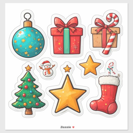 🎄 Colorful Christmas Holiday Elements Set ✨ シール (シート)
