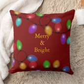 Colorful Christmas Lights On Red クッション (ブランケット)