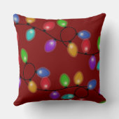 Colorful Christmas Lights On Red クッション (裏面)