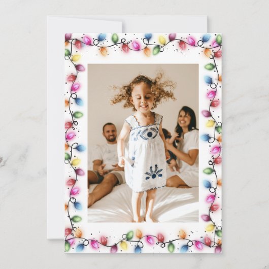 Colorful Christmas Lights Photo シーズンカード (正面)