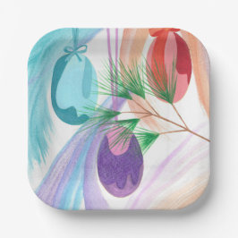Colorful Christmas Ornaments Paper Plates ペーパープレート