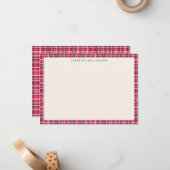 Colorful Christmas Plaid Border Personalized Name ノートカード (正面/裏面インサイチュ)