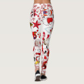Colorful Christmas Santa Claus Moods Red Snowflake レギンス (裏面)