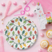 Colorful Christmas String Lights Pattern  ペーパープレート (パーティー)