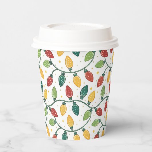 Colorful Christmas String Lights Pattern  紙コップ (左)