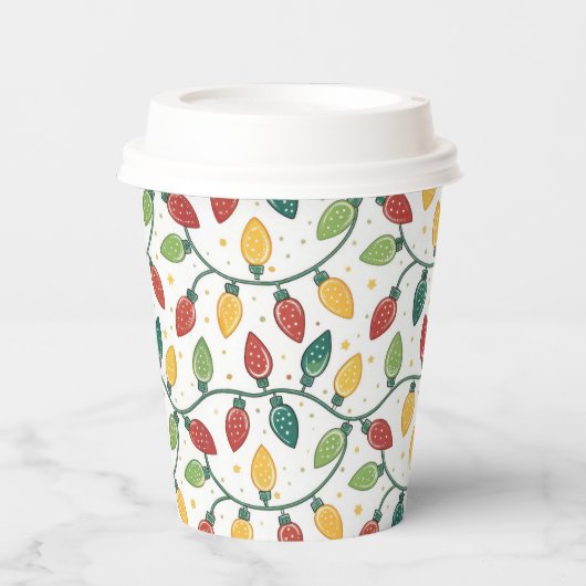 Colorful Christmas String Lights Pattern  紙コップ (正面)