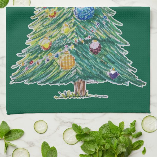 Colorful Christmas Tree キッチンタオル (折り畳み)