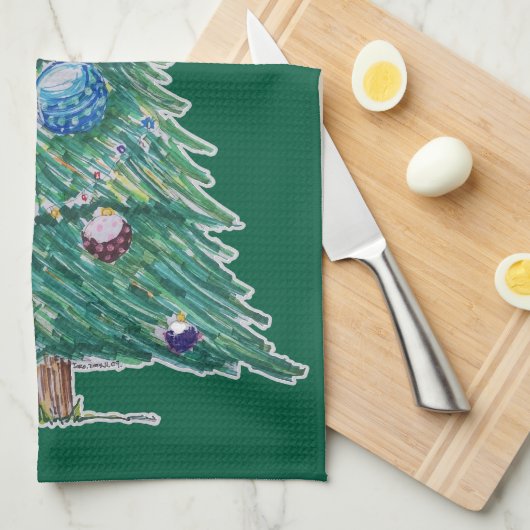Colorful Christmas Tree キッチンタオル (四つ折り)