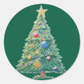 Colorful Christmas Tree ラウンドシール (正面)