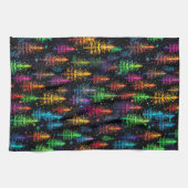 Colorful Christmas Tree Glow In Dark Forest キッチンタオル (横)