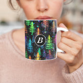 Colorful Christmas Tree Glow In Dark Forest ツートーンマグカップ