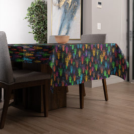 Colorful Christmas Tree Glow In Dark Forest テーブルクロス