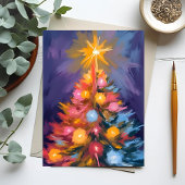 Colorful Christmas Tree Lights Watercolor シーズンカード