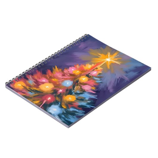 Colorful Christmas Tree Lights Watercolor ノートブック (左側)