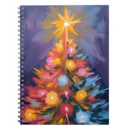 Colorful Christmas Tree Lights Watercolor ノートブック