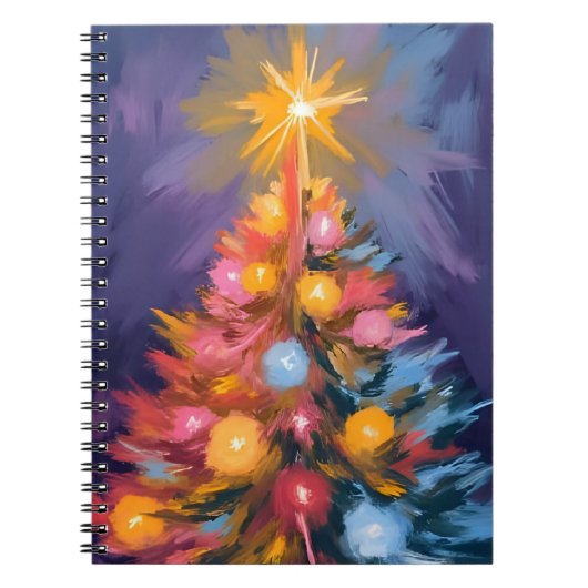 Colorful Christmas Tree Lights Watercolor ノートブック (正面)