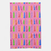 Colorful Christmas Tree Pop Art Pink キッチンタオル (縦)
