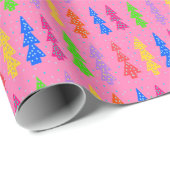 Colorful Christmas Tree Pop Art Pink ラッピングペーパー (ロールコーナー)