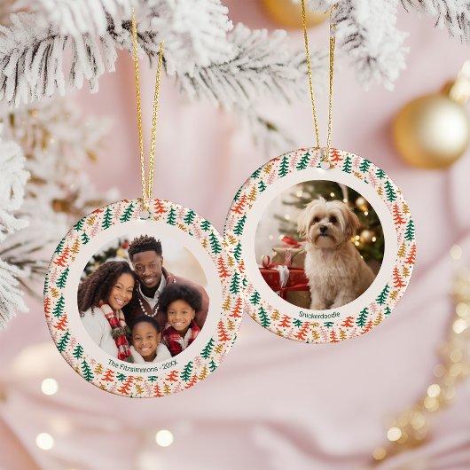 Colorful Christmas Tree Two Photos セラミックオーナメント