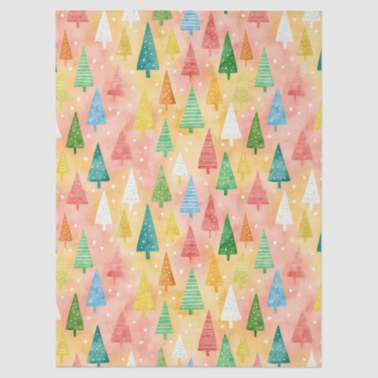 Colorful Christmas Trees – Festive Rainbow Holiday 薄葉紙 (正面)