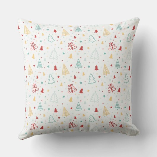 Colorful Christmas Trees & Stars Pillow  クッション (裏面)