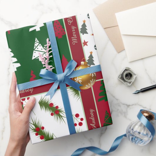 Colorful Christmas Wrapping Paper with Text ラッピングペーパー (ギフト)