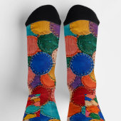 Colorful Circular Patchwork Sock Design ソックス (上部)
