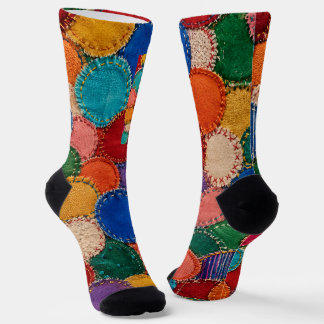 Colorful Circular Patchwork Sock Design ソックス