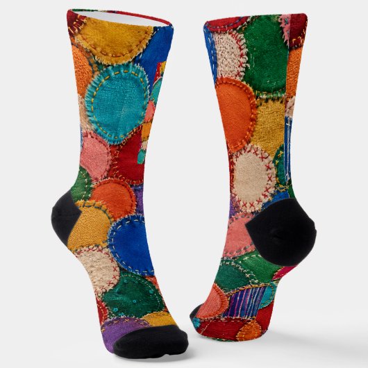 Colorful Circular Patchwork Sock Design ソックス (傾斜あり)