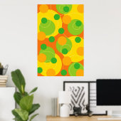 Colorful Citrus Lime Bubbly Fun Circle Dots Poster ポスター (ホームオフィス)