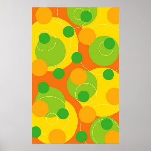 Colorful Citrus Lime Bubbly Fun Circle Dots Poster ポスター