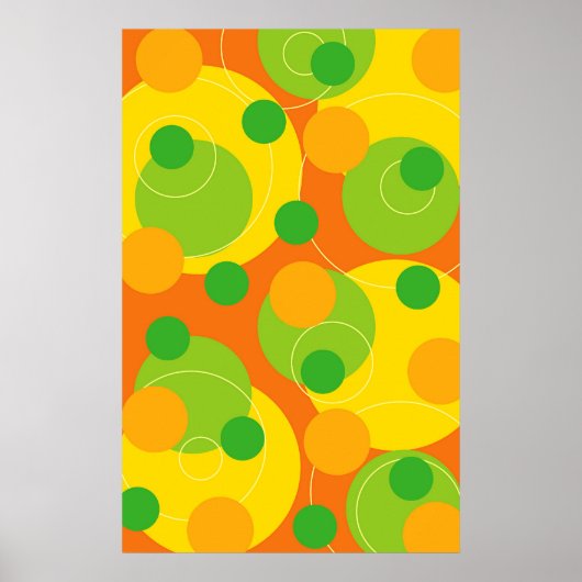 Colorful Citrus Lime Bubbly Fun Circle Dots Poster ポスター (正面)