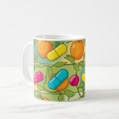Colorful Citrus & Vitamin Pill Pattern コーヒーマグカップ (正面左)