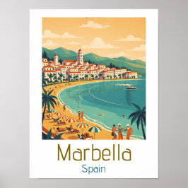 Colorful Classic Marbella Spain Travel Elegant Art ポスター