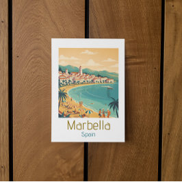 Colorful Classic Marbella Spain Travel Elegant Art ポストカード