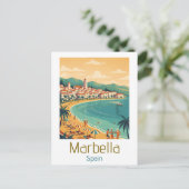 Colorful Classic Marbella Spain Travel Elegant Art ポストカード (スタンド正面)