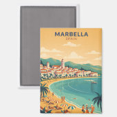 Colorful Classic Marbella Spain Travel Elegant Art マグネット (正面/裏面)