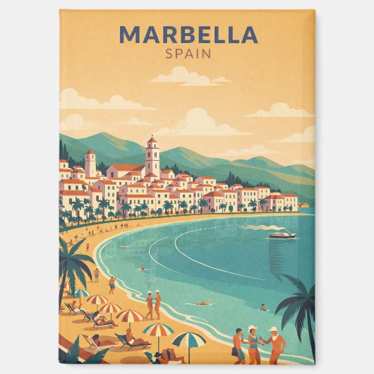 Colorful Classic Marbella Spain Travel Elegant Art マグネット (正面)